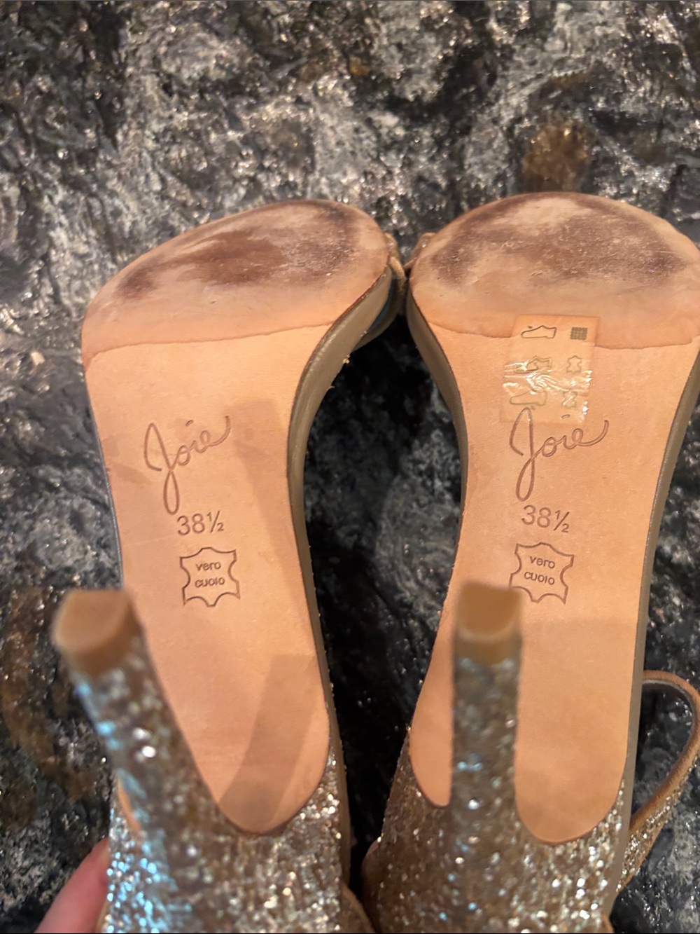 Joie Glitter Ankle-Strap Stilettos - Nude/Gold - Picture 7 of 7